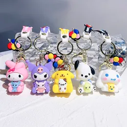 Anime -figurer Keychain Kuromi My Melody Action Figural Model PVC Key Ring Cinnamoroll Figuring Födelsedagspresent