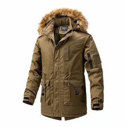 Fi Brand Casual Fi Thicken Warm Men Lg Parka Fleece Winter Gacket with Hood Windbreaker Coats Mens Disual Clothing S7GW#