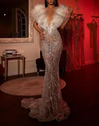 2021 Vit sequined sjöjungfrun Prom -klänningar Spaghettirem Ruffles kjol Långa formella festklänningar Backless Evening Pageant -klänningar C2085251