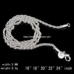 Ketten 3 0 mm versilberte Karabinerverschluss-Seilkette 16 18 20 22 24 Zoll Auswahlgröße für handgefertigten Schmuck DIY233E