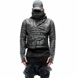 umi MAO Men Coat Waste Sand Dune DEMO Style Geometric Quilting Asymmetrical Lightweight Slim Down Jacket Male Y2K l60s#