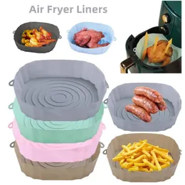 Fritadeiras de ar de silicone pratos de cozimento forno bandeja de cozimento cozinha pizza frango frito cesta esteira sílica gel airfryer grill panelas t9i002598