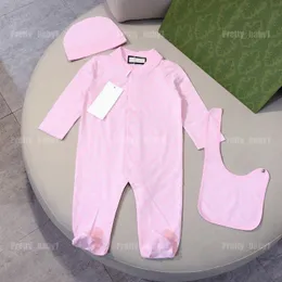 Pagliaccetti + cappelli + bavaglini 3 pezzi in cotone neonato vestiti per neonato marca primavera set di abbigliamento per bambina 0-2 anni tuta Bebe