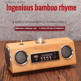 Przenośne głośniki Bamboo Bluetooth Głośnik przenośne Podwójne radio FM z zdalnym sterowaniem telefon komórkowy karta bezprzewodowa karta USB Suboofer SUBOOFIRE Pudownia Q240328