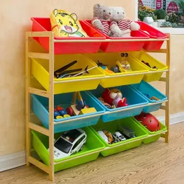 Haken Anak-anak Mainan Rak Penyimpanan Kayu Solid TK Kabinet Bayi Buku Multi-Lapisan Rumah Tangga