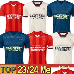 축구 유니폼 2023 2024 Aindhoven Away Kids Men Kits Fabio Sia de Jong Hazard Xavi Home IT Football Shirts Set Top Adt Drop Delivery OT4MC