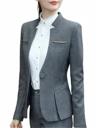 Yitimuceng Solid Women Suits Office Sets2023 fi lg Sleeveシングルバットルーズブレザーエレガントなハイウエストパンツスーツx6df＃