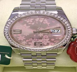 Topselling Lady Fashion Watch Datejust 36mm Diamond Bezel 2020 Dial Stainless steel PINK FLOWER Women Automatic Movement Watchc7bf9734179