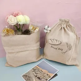 Envoltório de presente fresco-mantendo saco de pão capacidade bolsa de armazenamento de cordão para pães caseiros produto comestível reutilizável com piquenique