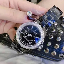 Diamond Watch for Women Quartz Movement Fashion Высококачественные наручные часы роскошные биокерамические женские часы Montre de Luxe Business с коробкой для рождественского подарка