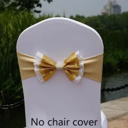 SASHES HOTEL Wedding Stol Cover Decorative Flower Bowknot Chair Back Belt Stol Cover Stol Back Cover Double Sequins 10 PCS