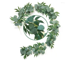 Decorative Flowers Cilected 2m Artificial Plants Vine Green Willow Leaf Eucalyptus Rattan Fake Wall Hanging Garland For Home Party Wedding