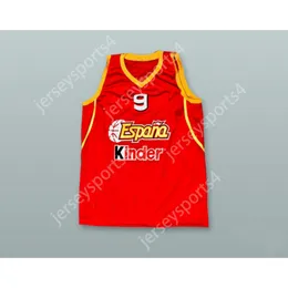 Personalizado qualquer nome qualquer equipe vermelho ricky rubi espanha espanha 9 camisa de basquete todos costurados tamanho s m l xl xxl 3xl 4xl 5xl 6xl qualidade superior