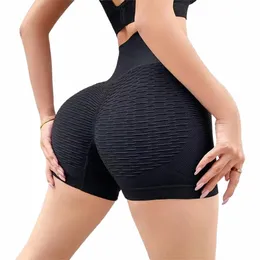 Kvinnors sport shorts hög midja push up booty workout kort sexig mage ctrol yoga tights sömmar fitn höft lyft sportkläder z3kl#