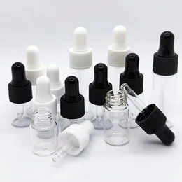 Bottiglie di stoccaggio 100 pezzi 1 ml/2 ml/3 ml/5 ml Mini flacone contagocce in vetro ambrato con tappo nero per contenitori cosmetici per olio essenziale