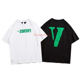 メンズTシャツポロVlonely短袖のルーズフィットピュアコットンインストレンディブランド大型VグリーンレーベルフレンズワンYibo同じスタイルの夏のロマンス