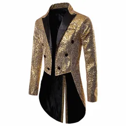 men Shiny Sequin Glitter Embellished Blazer Jacket Men Nightclub Prom Suit Blazer Costume Homme Singers Stage Clothes Tuxedo New Y4Wn#