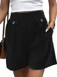 Jim NORA Pantaloncini da donna New Casual Trend Versatile Mezza pantaloni Tasca Butt Design Loose Fi Pantaloni eleganti da donna Retro N2UT #