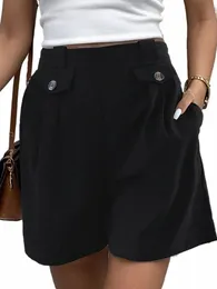 Jim Nora Kvinnors shorts Ny avslappnad trend mångsidig halvbyxor Pocket Butt Design Löst FI Kvinnor Eleganta byxor Retro N2UT#