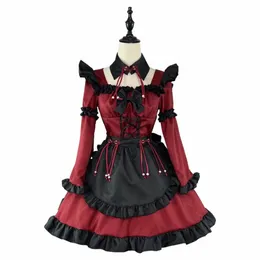 Gothic Lolita Maid Dr Little Devil Anime Costume Cosplay Red Girl Maid Dr Trending Girls Maid Costumi del partito S -5XL t8uD #