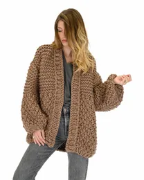 inverno delle donne di spessore cardigan maglione cappotto di lana spessa tessuto fatto a mano maglione cardigan scialle High Street Style maglione caldo 18Gd #