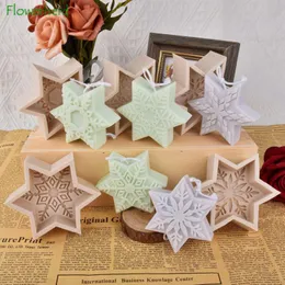 Baking Moulds Christmas Series Five-pointed Star Snowflake Flake Scented Candle Silicone Mold Handmade Soap Fondant Molds Cake Decor