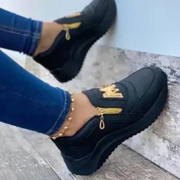 Mulheres tênis plataforma sapatos casuais deslizamento zíper fundo grosso cunha salto senhoras vulcanizadas zapatillas mujer 240313