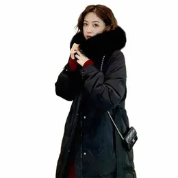 2023 Winter Down Cott Padded Jacket Parkas Thicken Lg Hooded Female Warm Coat Women Loose Big Fur Collar Snow Wear A52 l1UC#