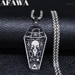 AFAWA Stregoneria Avvoltoio Bara Pentagramma Croce invertita Collane in acciaio inossidabile Pendenti Donna Gioielli in argento colore N3315S021234h