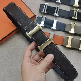 Cintura classica da uomo bifacciale originale in pelle bovina fibbia hardware in acciaio pregiato resistente ai graffi e all'usura tiro fisico lusso di fascia alta larghezza 38 mm
