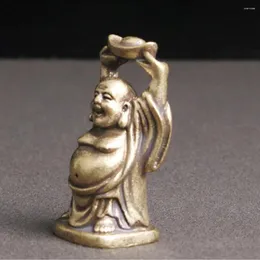 Zestawy herbaciarskie Maitreya Buddha Ornamenty miedziane posąg rzemiosło figurka figurka mini pulpit ozdoby małe wystrój dom