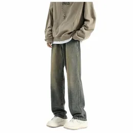 Höst och vinter ny amerikansk stil raka jeans män löst retro Fible varumärke ons byxor i94s#