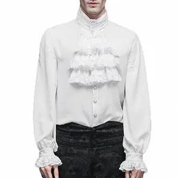 victoria Shirt Lg Sleeves Jabot Lace Tie Men Gothic Punk Ruffle Frill Tops Wedding Halen Costume Men Vintange 2023 Shirt Y1mP#