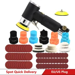 Hulpmiddelen SI FANG Mini-Luftschleifer, pneumatisch, 5,1 cm/7,6 cm, Schleifmaschinen-Set für Auto-Polierpuffer, Dual-Action-Orbital-Polierschwamm