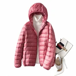 15 colori ultraleggeri impacchettabili da donna con cappuccio corto piumino 2023 New White Duck Down femminile Fi cappotto caldo T6tA #