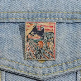 Oil Painting Enamel Pins Custom Mothman Brooches Lapel Badges Gothic Animal Jewelry Gift for Kids Friends