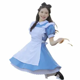 슈퍼 귀여운 메이드 의상 아쿠아 블루 메이드 복장 애니메이션 앨리스 코스 슈트 소프트 소녀 로리타 박사 n3pq#