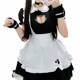 seksowna czarna kotka dziewczyna fantasy francuska pokojówka Men Gothic Sweet Lolita Dr anime Cosplay Costume plus size xxxl xxxxl s20i#