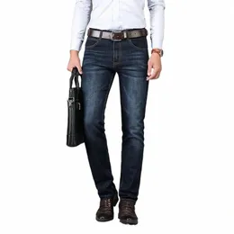 Sulee Marke Europäischen Amerikanischen Stil Stretch Männer Jeans Luxus männer Denim Hosen Dünne Gerade Tiefblau Gentleman Herren Stretch 48zi #