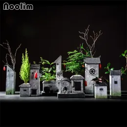 Plantadores de resina casa forma vaso de flores retro estilo japonês zen antigo casa interior plantas verdes pote bonsai micro paisagem decoração casa