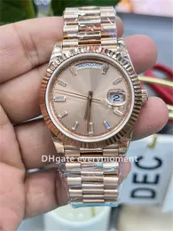 GM Factory Men's Watches 228235 يوم 40 مم ميكانيكي أوتوماتيكي 2836 حركة الياقوت الليلي Glow Deep Deep Rose Gold Wristhurys Listhury