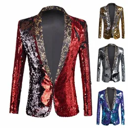 european and American fi handsome performance dr men's double-sided turned sequin suit catwalk stage performance lothing E1ow#