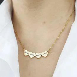 Индивидуальное резное колье-подвеска в форме сердца с двойным именем и украшениями из нержавеющей стали, подходящее для женского персонализированного золотого ожерелья с 1-5 именами 240328