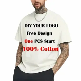 Anpassad tryckt fritid t-shirt tee diy din egen design som foto eller logotyp vit t-shirt fi anpassade mäns toppar tshirt x1ei#