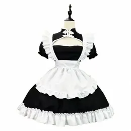 Chinês Chgsam Anime Cosplay Maid Costume Plus Size Lolita Princ Halen Preto Branco Japonês Escola Menina Roupas Kawaii G9PG #