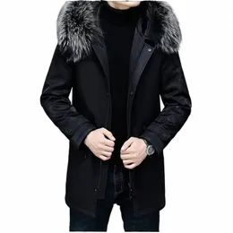 Taoboo New Men 's Deallened Down Jacket Winter Fox Collar 2022 Male Casual Down Coat Fi Lg White Goose Down Hooded Parkas u0xi#