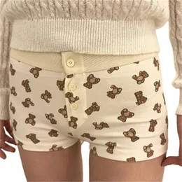 Y2K Vintage Cott Home Shorts Kobiety swobodny druk bruk wysokiej talii Summer Fairy Cute Streetwear Slim Short Pants v6go#