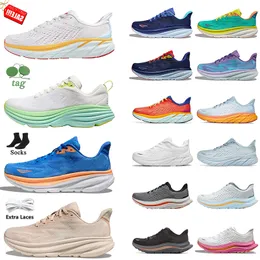 AAA+TOP HOKAES CLIFTON 9 BONDI 8 BONDI 8 디자이너 남성 남성 여성 운동화 무료 사람 Eggnog Triple White Black Ice Blue Cyclamen Sweet Lilac 패션 조깅 트레이너 운동화