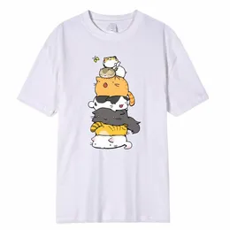 gatti Piega in alto per catturare una farfalla Stampata Abbigliamento da uomo Fi Estate T-shirt Streetwear 100% Cott Magliette allentate T-shirt traspirante T9KY #