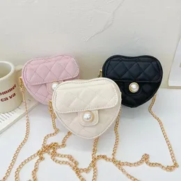 Evening Bags Kids Small Heart Shaped Fashion Shoulder Crossbody Bag PU Leather Cute Handbag Designer Chain Women Messenger